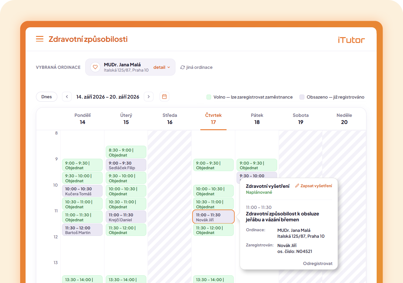 Moduly LMS iTutor - Zdravotní způsobilosti